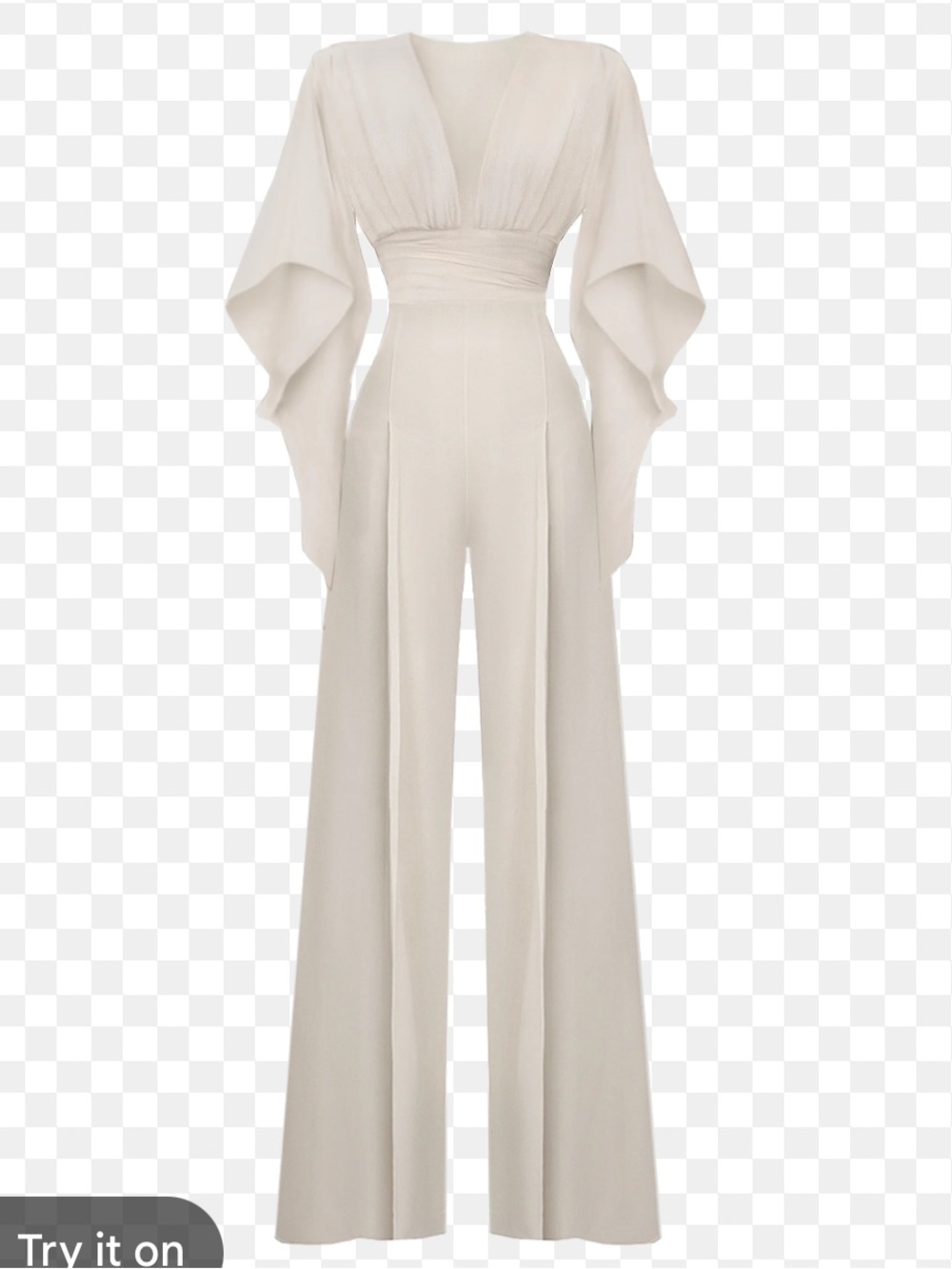 Mustard Seed Light Cream Wrap-Front Wide-Leg Jumpsuit - Picture 2 of 3